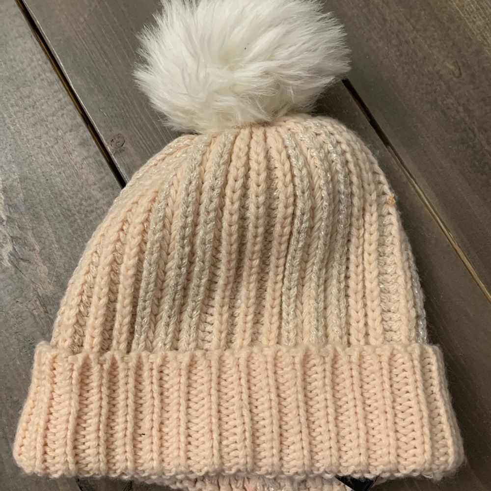 EUC Charlie Paige girls pink metallic knit toque